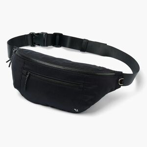 Vuori Black Crossbody Bag with Adjustable Strap and Crescent Shape